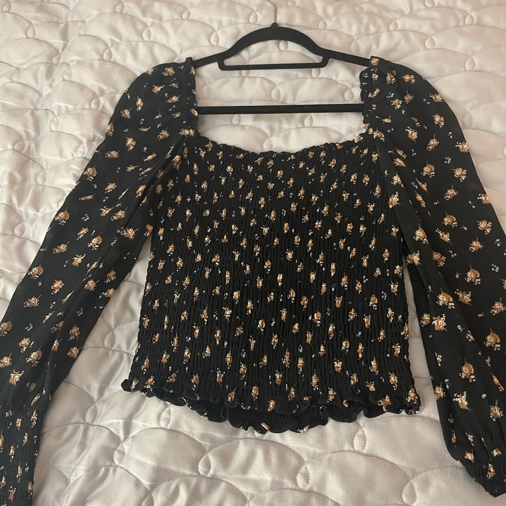 Maje Black Floral Blouse